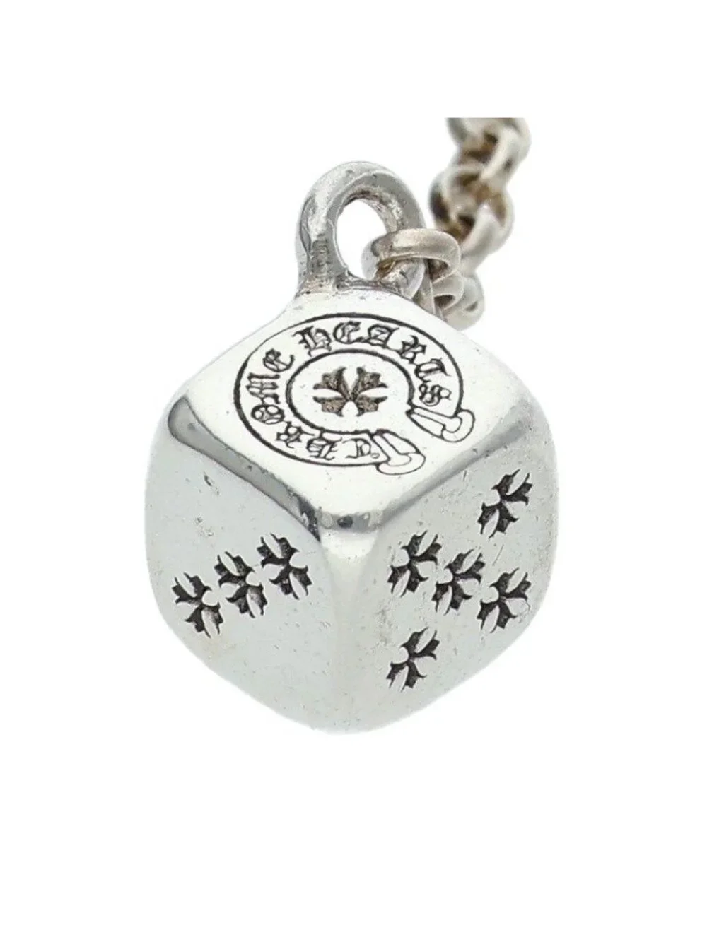 Chrome Hearts Chain Drop Dice 2 Silver Earrings